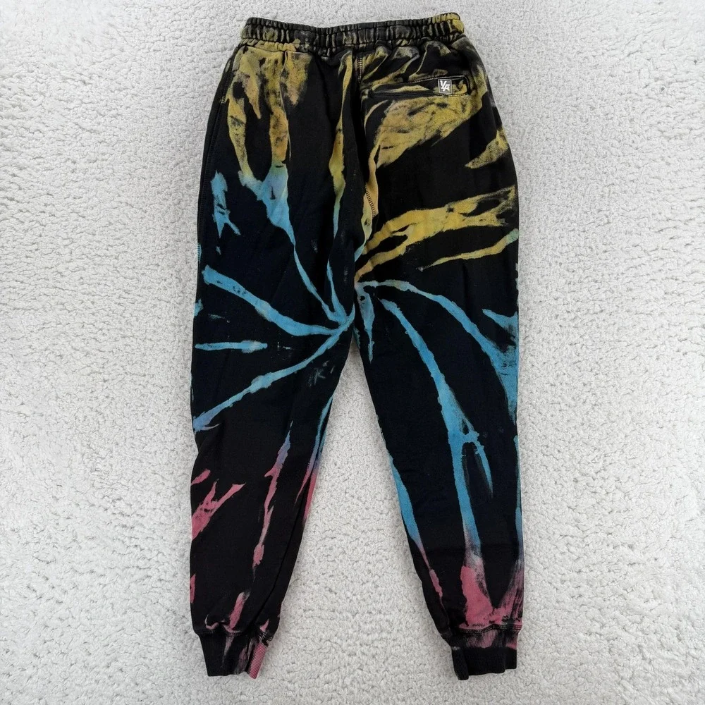 YoungLA Sweatpants Mens Small Black Tie Dye French Terry Jogger Pants Zip Pocket